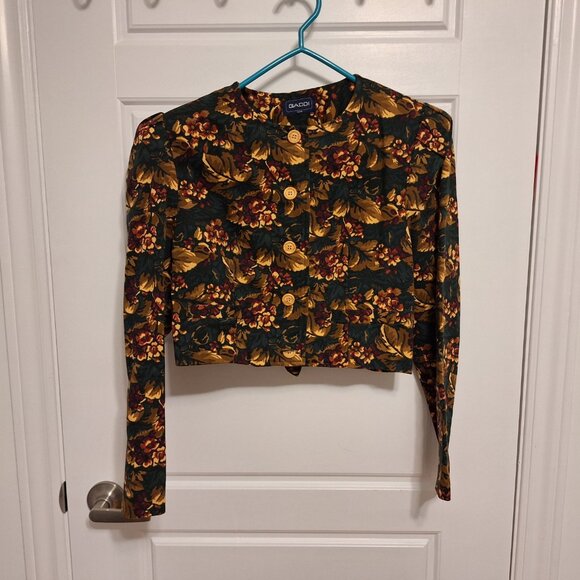 Vintage 80s Cotton Jacket with padded shoulders - Picture 7 of 9